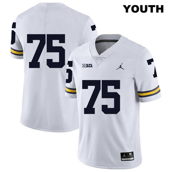 Youth NCAA Michigan Wolverines Jon Runyan #75 No Name White Jordan Brand Authentic Stitched Legend Football College Jersey NJ25A65UT
